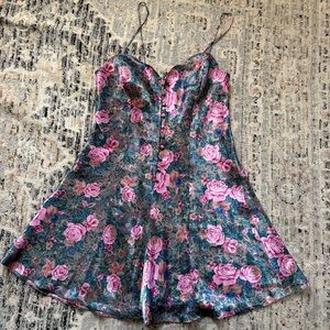 Vtg Victoria secret gold label floral slip dress medium